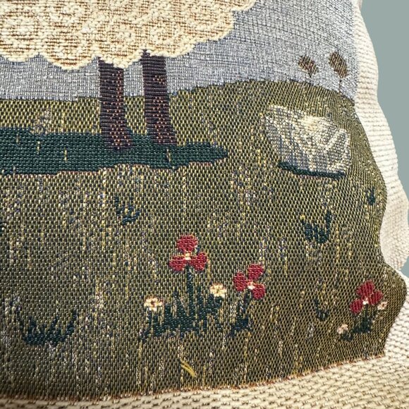 Two Farmyard Woven Decorative 18" Throw Pillows Sheep Pig Farmhouse Country EUC - Picture 8 of 13